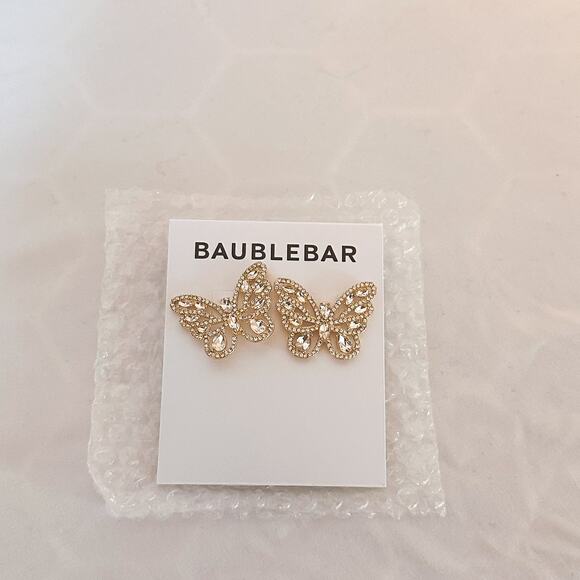 3 FOR $50! 🎁 NWT BAUBLEBAR Gold Crystal Butterfly Statement Studs - Picture 2 of 3